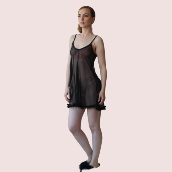 Plus Size Transparent Black Chemise - Image 2