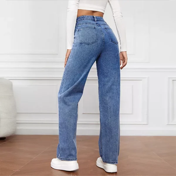 High Waisted Washed Straight Leg Jeans for Women - Image 6