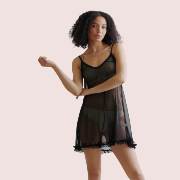Plus Size Transparent Black Chemise - Image 3