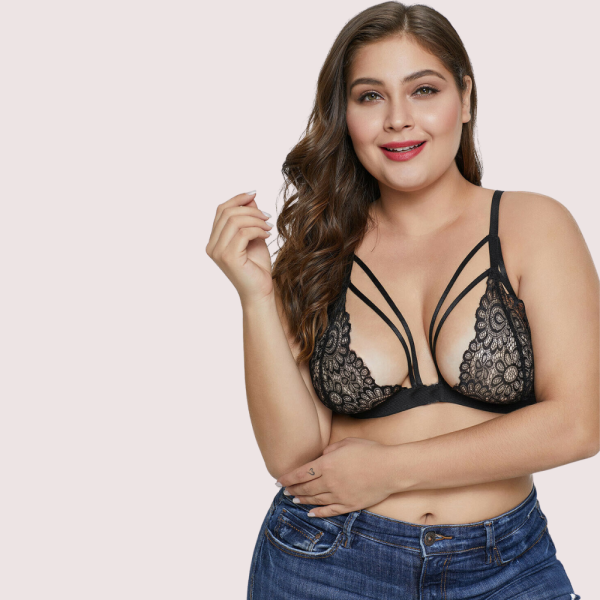 Élégance Sensuelle Plus Size Strappy Lace Bralette - Image 2