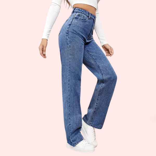 High Waisted Washed Straight Leg Jeans for Women - Image 4