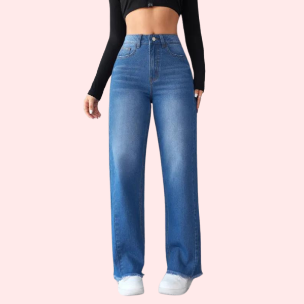 Wide-Leg Casual High-Waist Non-Elastic Jeans for Women - Image 4