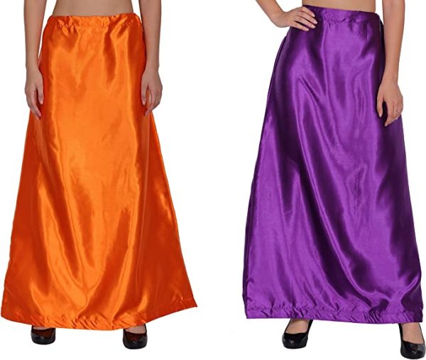 Ladies Glossy silk Underskirt Combo Pack of 2 Orange Purple. - Image 2