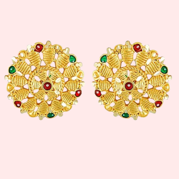 Pack of 2 Gold Finish Traditional Earrings Set for Women - Image 3