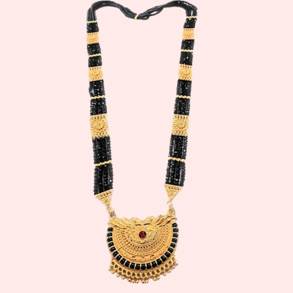 Uttarakhandi Black Beaded Mangalsutra with Stones - Image 3