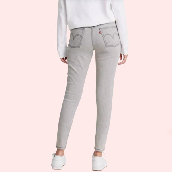 High Rise Skinny Jeans in Gray with Low Stretch - Image 2