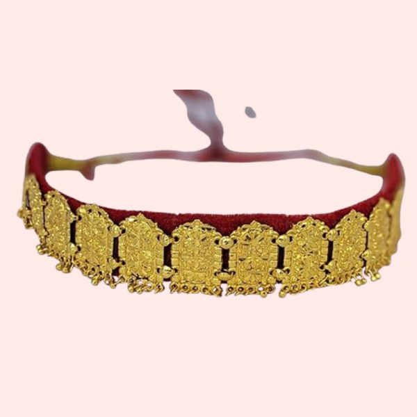 Kumauni Gold-Plated Guluband & Nath Jewellery Set - Image 4