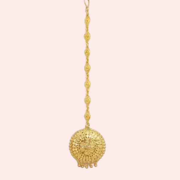 Graceful Gold-Plated Nath and Mangtika Set for Brides - Image 2