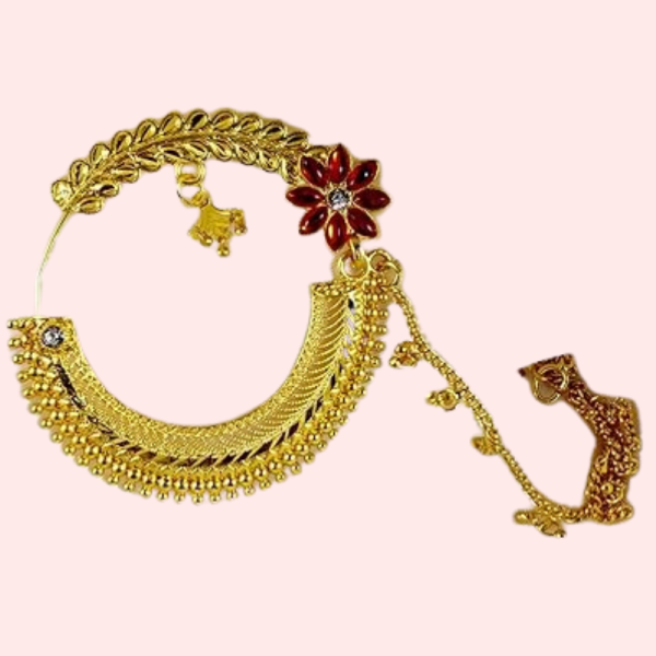 Classic Gold Plated Round Nath from Uttarakhand - Image 3