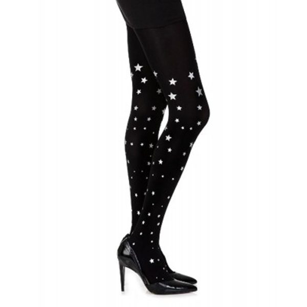 Music Legs Spandex Opaque Pantyhose with Glitters - Black - Image 2