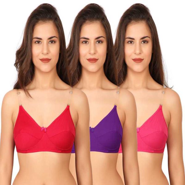 3 Pairs Clear Transparent Back Regular Bras - Image 2