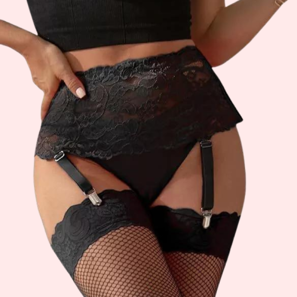 French Daina Elegance Black Garter Belt - Image 4