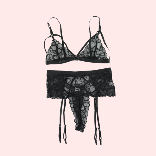 Sensual Lace Garter Belt Lingerie Matching Set - Image 5