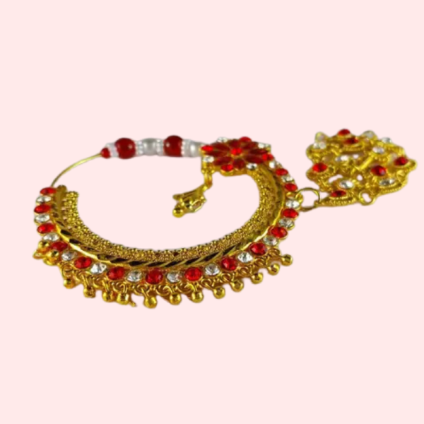 Luxurious Bridal Nose Ring with Elegant Pearls - Image 2