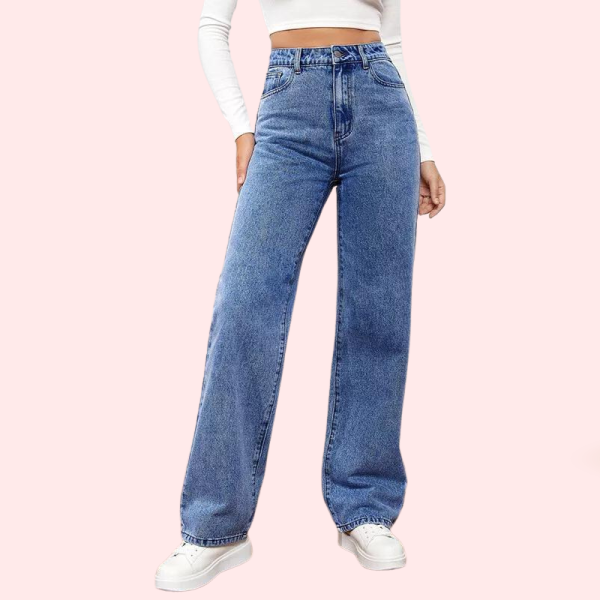 High Waisted Washed Straight Leg Jeans for Women - Image 5
