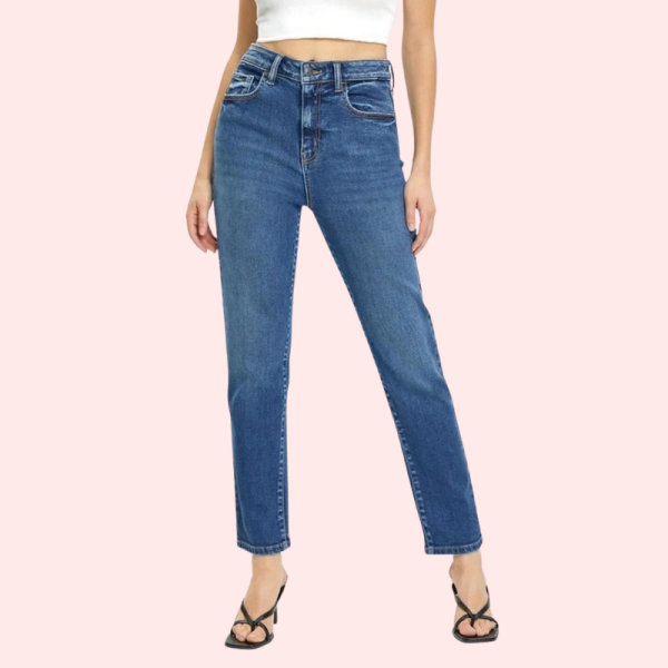 Women's High Rise Classic Slim Straight Denim Jeans - Image 5