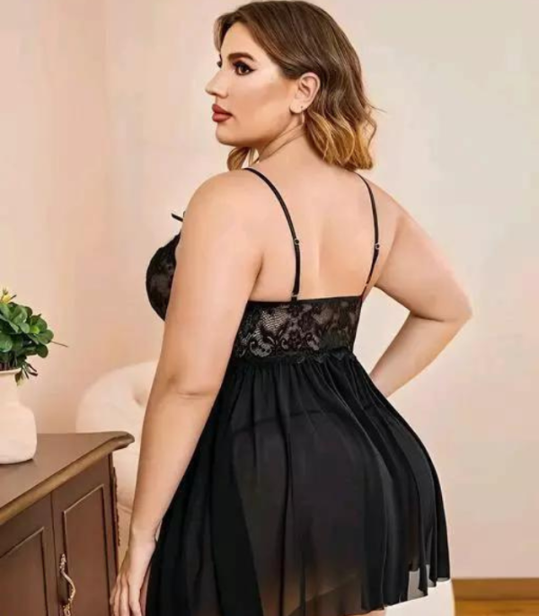 French Daina Lace and Mesh Babydoll Nightwear - Image 3