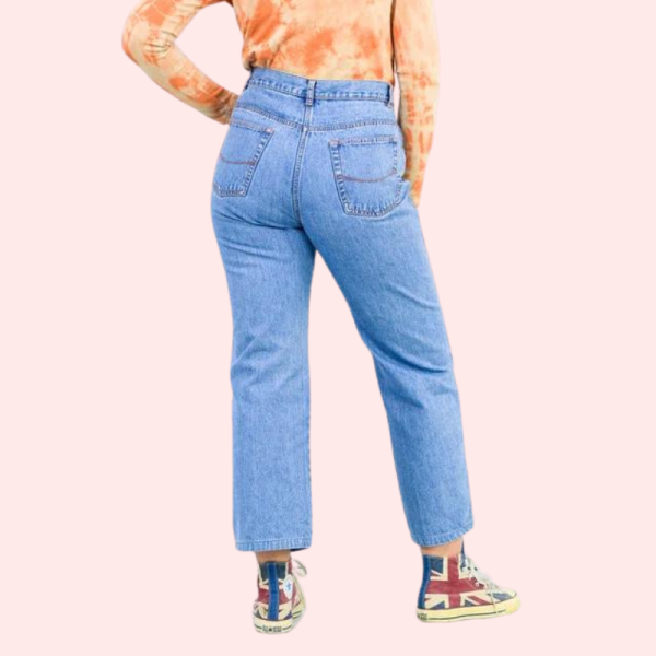 Classic 90s Boyfriend Blue Denim Wide Leg Jeans - Image 3
