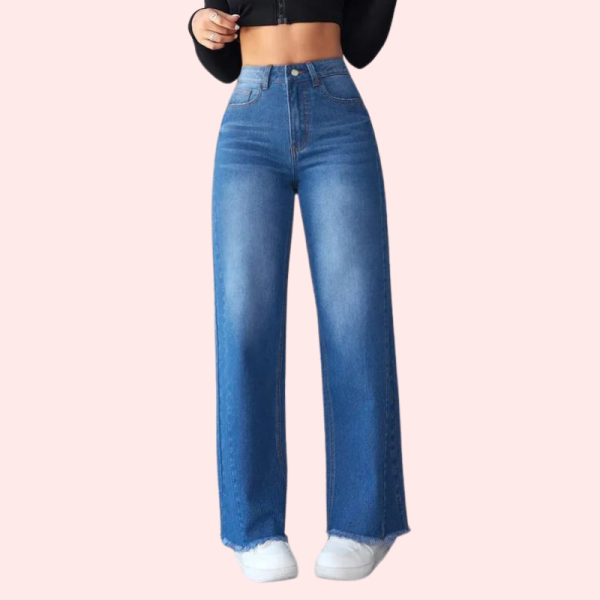 Wide-Leg Casual High-Waist Non-Elastic Jeans for Women - Image 5