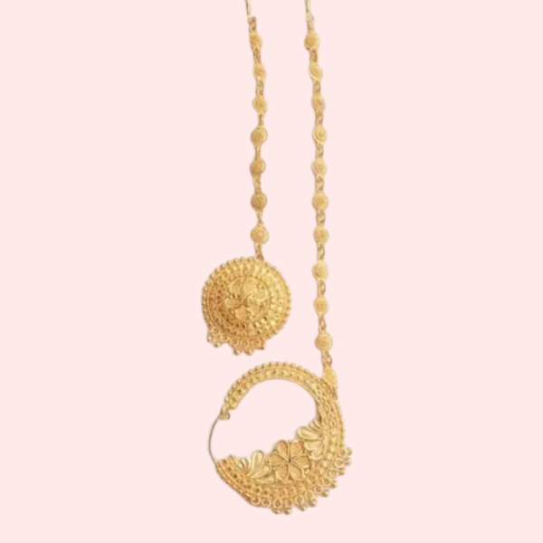 Graceful Gold-Plated Nath and Mangtika Set for Brides - Image 3