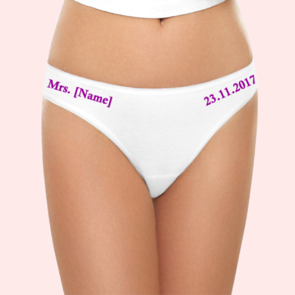 Mrs. New Name Hot Purple Print Cotton Bikini Panty - Image 2