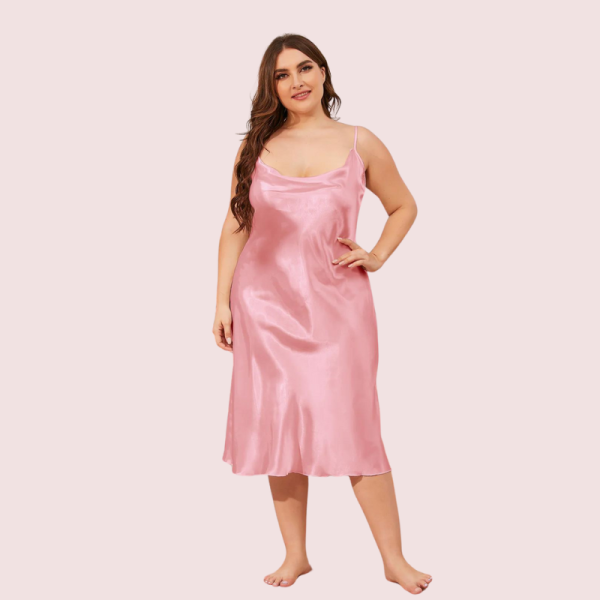 Solid Satin Slip Dress for 4XL 5XL Women - Image 2