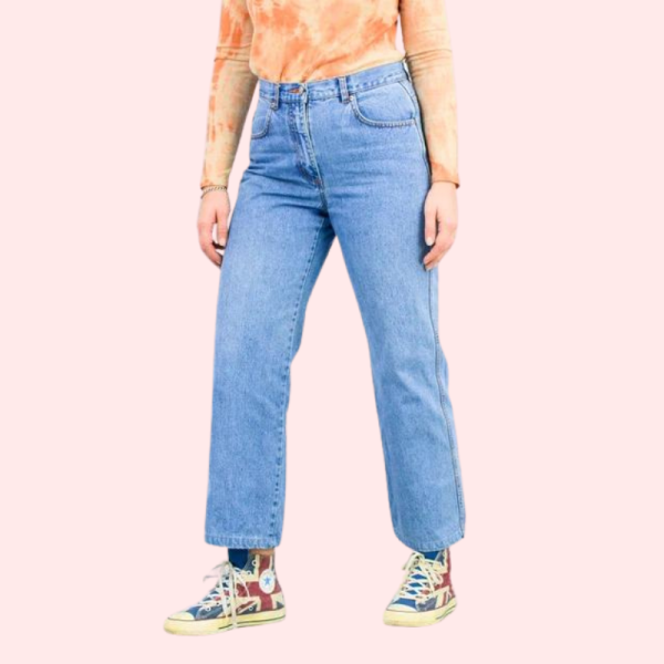 Classic 90s Boyfriend Blue Denim Wide Leg Jeans - Image 4
