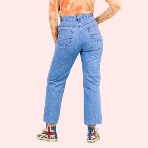 Classic 90s Boyfriend Blue Denim Wide Leg Jeans - Image 2