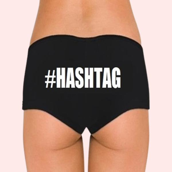 Customize Black Hashtag Cotton Boyshort Panty - Image 2
