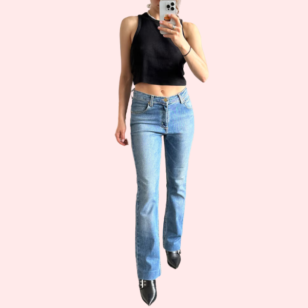 Women's Light Blue High Waist Denim Jeans - Image 4