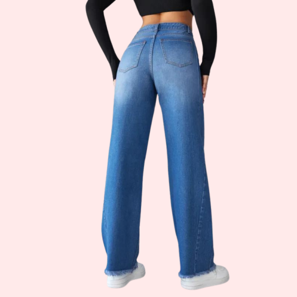 Wide-Leg Casual High-Waist Non-Elastic Jeans for Women - Image 2