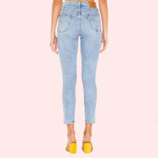 Chic Blue High Rise Skinny Jeans with Low Stretch - Image 2