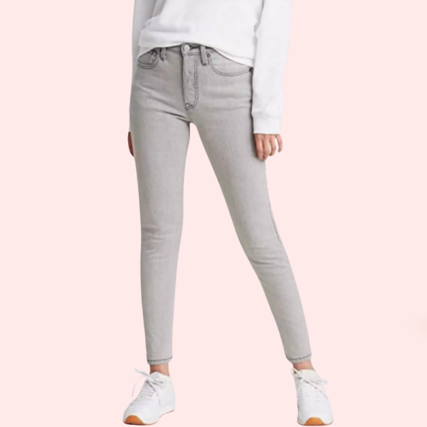 High Rise Skinny Jeans in Gray with Low Stretch - Image 4