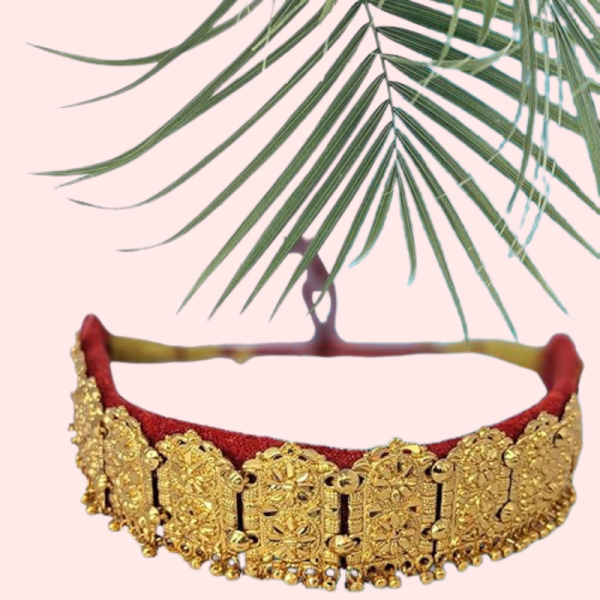 Kumauni Gold-Plated Guluband & Nath Jewellery Set - Image 5