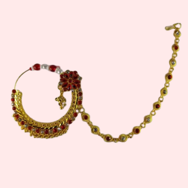 Luxurious Bridal Nose Ring with Elegant Pearls - Image 4