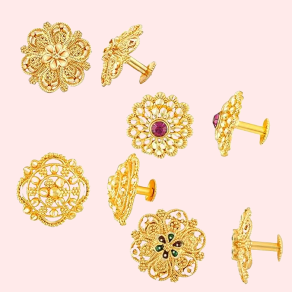 Traditional Gold Finish Earrings Set – Pack of 4 for Women - Image 5