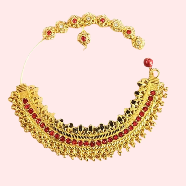 Elegant Gold-Plated Garhwali Nath – Big Size Tradition - Image 5