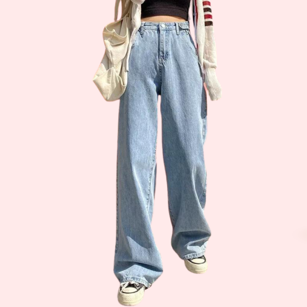 Women's Stylish High Waist Wide Leg Straight Jeans - Image 6