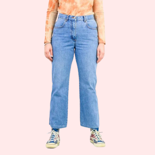 Classic 90s Boyfriend Blue Denim Wide Leg Jeans - Image 8
