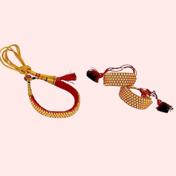 Gold Plated Kumauni Necklace with Pochi Set - Image 4