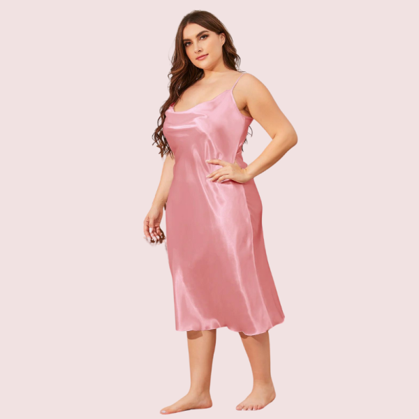 Solid Satin Slip Dress for 4XL 5XL Women - Image 5
