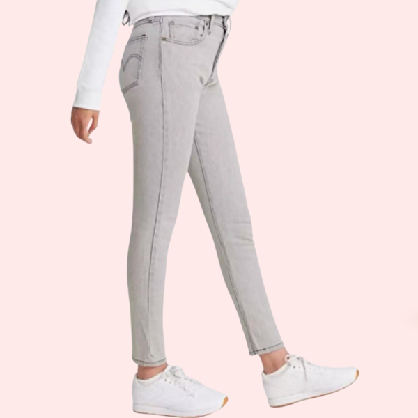 High Rise Skinny Jeans in Gray with Low Stretch - Image 3