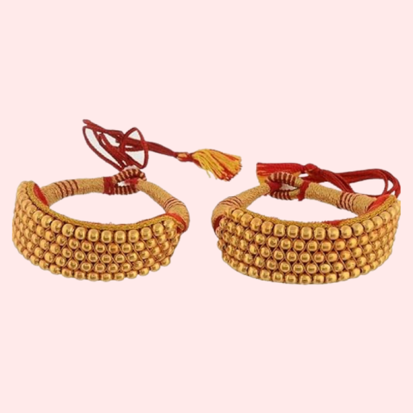 Gold Plated Kumauni Necklace with Pochi Set - Image 2