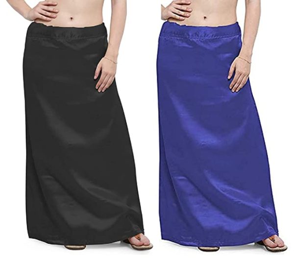 Black & Blue Satin Petticoat Combo (Free Size) - Image 2